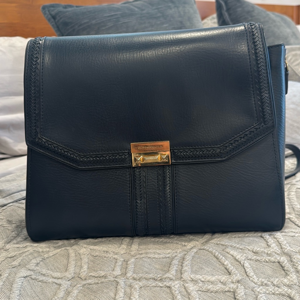 Bcbg Dark Blue Leather “Allie” Satchel
